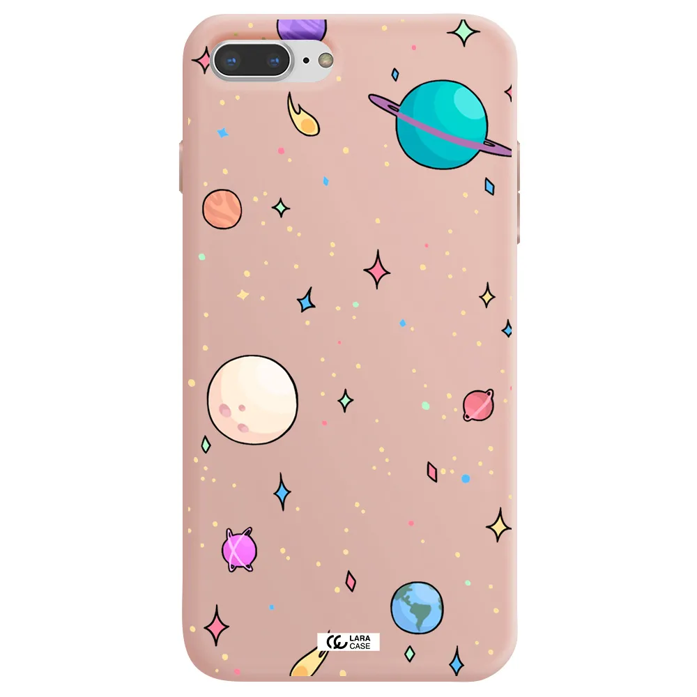 Solar System Print Apple iPhone 8 plus Silicone pastel pink Case