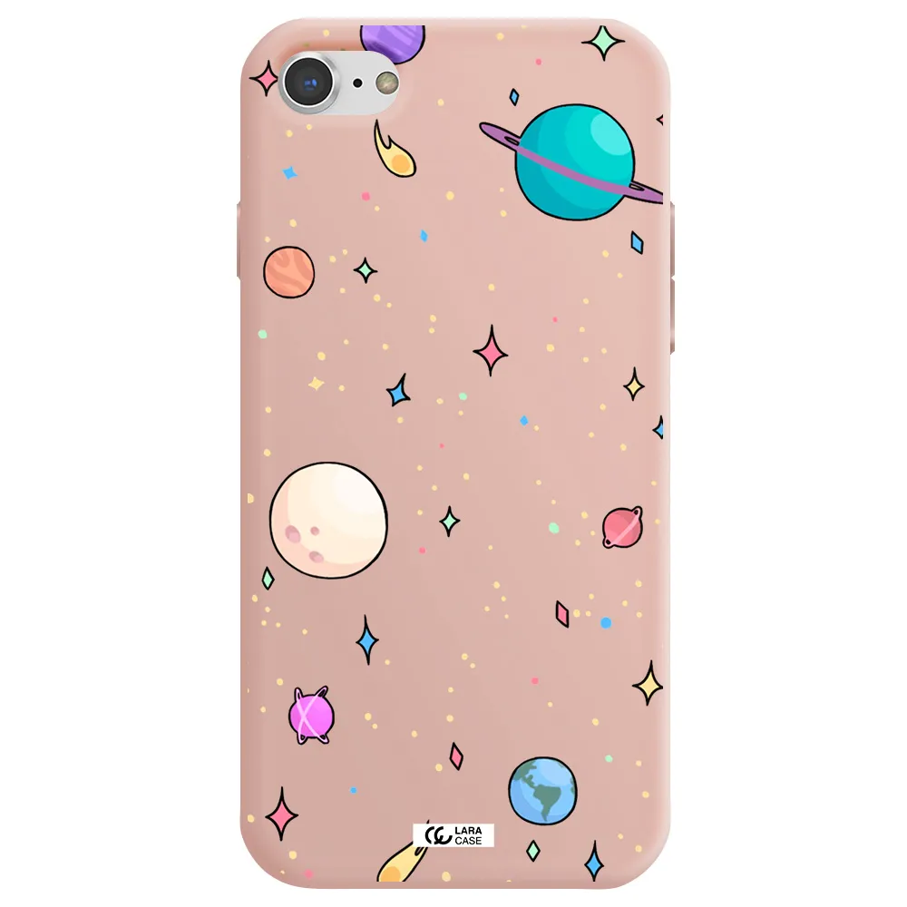 Solar System Print Apple iPhone 8 Silicone pastel pink Case