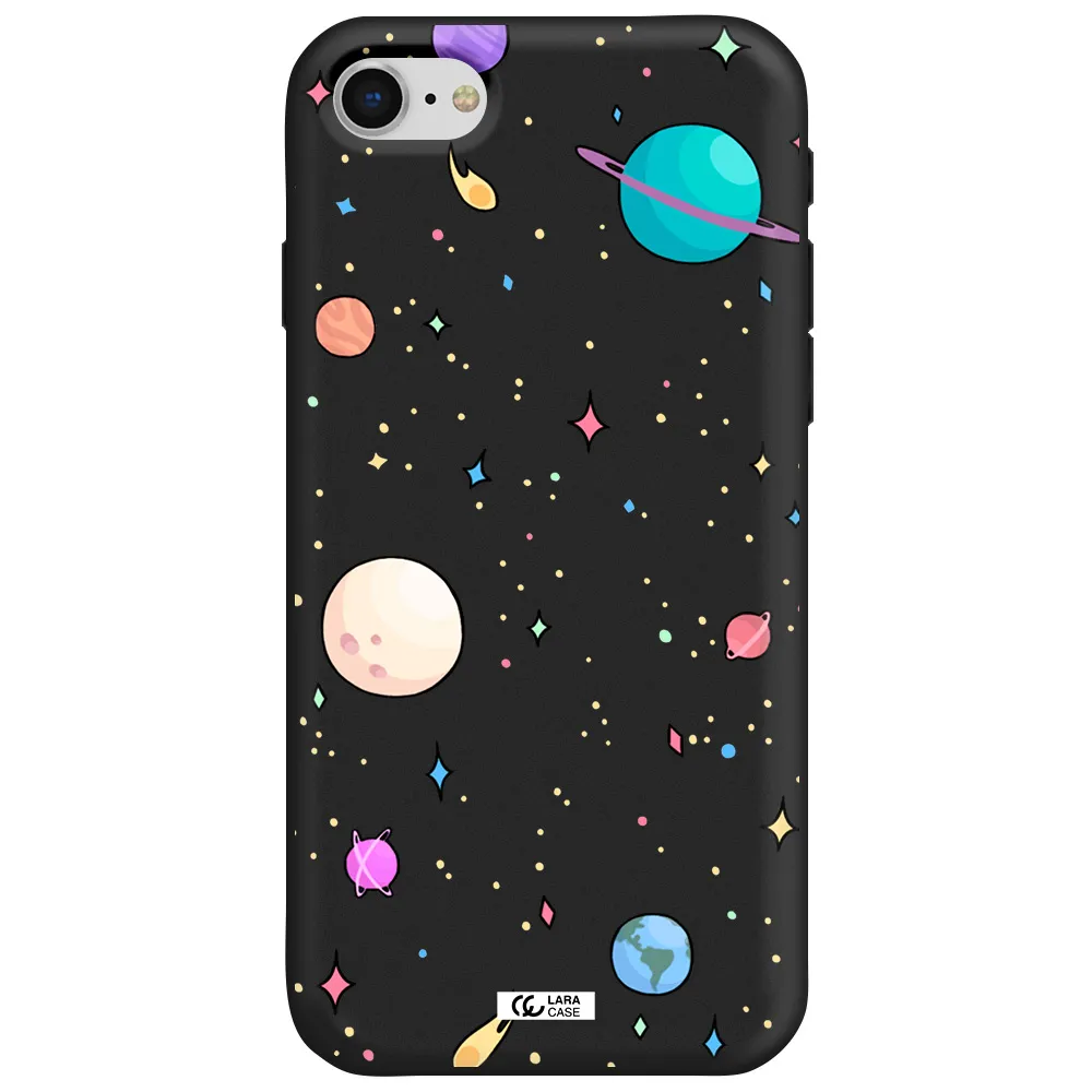 Solar System Print Apple iPhone se 2020 Silicone black Case