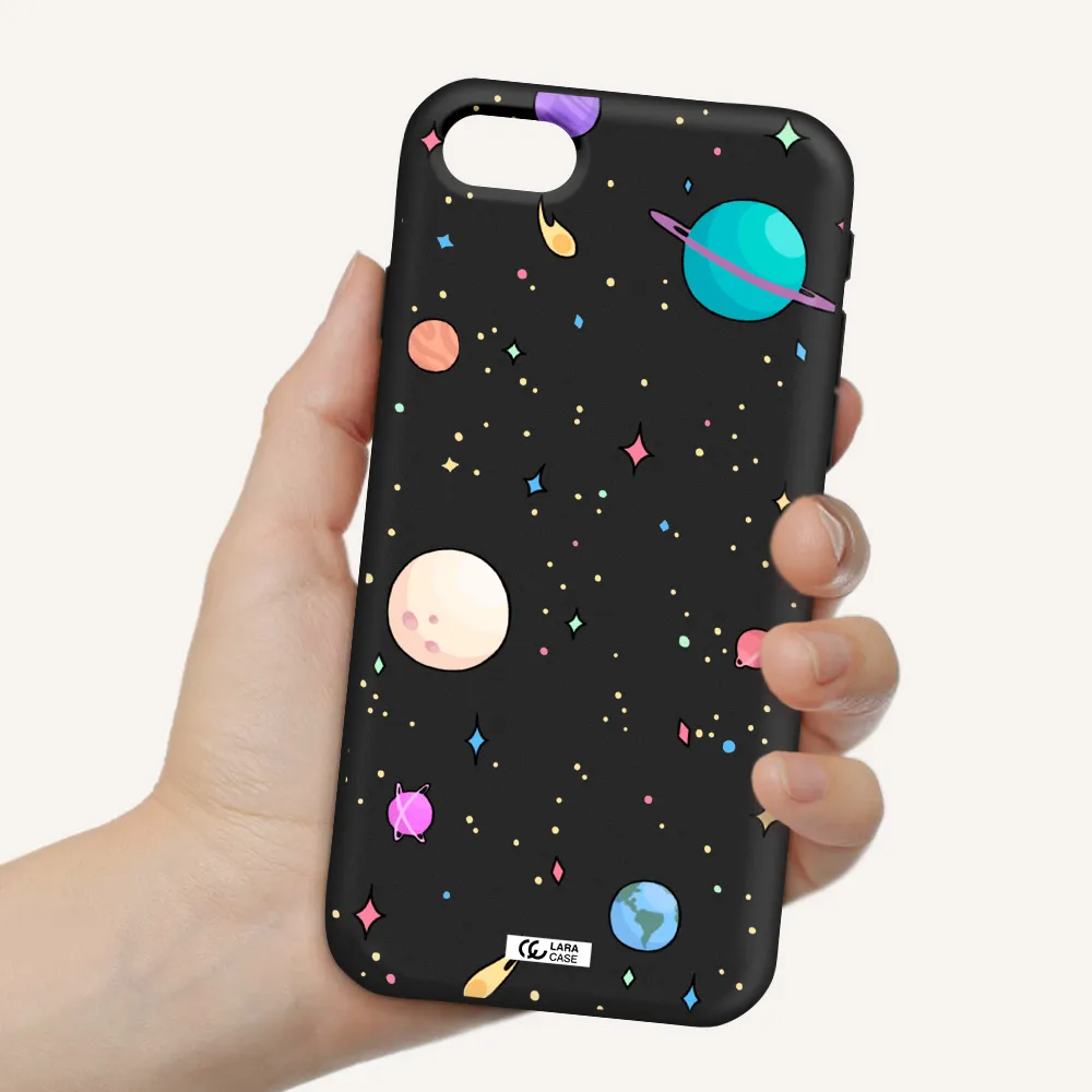 Solar System Print Apple iPhone se 2020 Silicone black Case