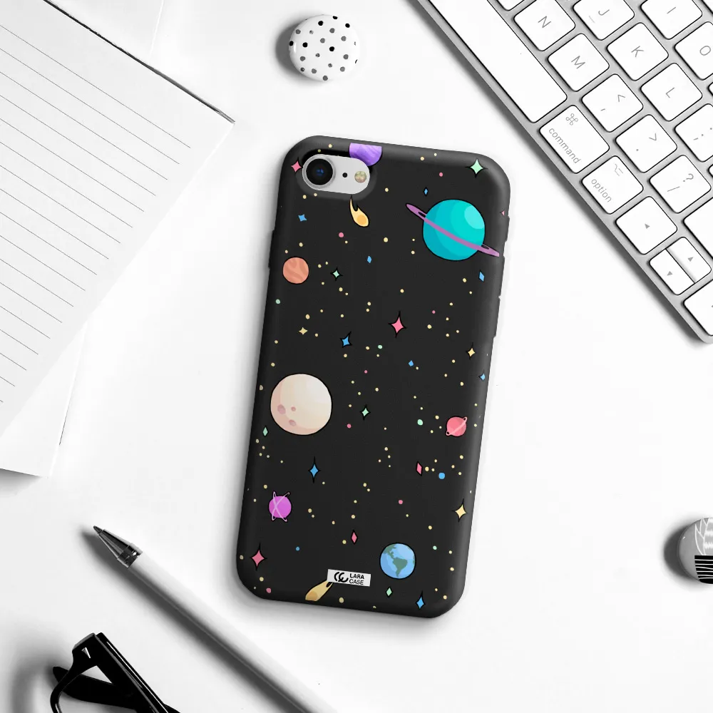 Solar System Print Apple iPhone se 2020 Silicone black Case