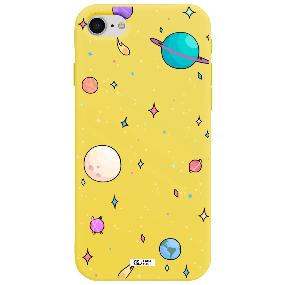 Solar System Print Apple iPhone se 2020 Silicone canary yellow Case