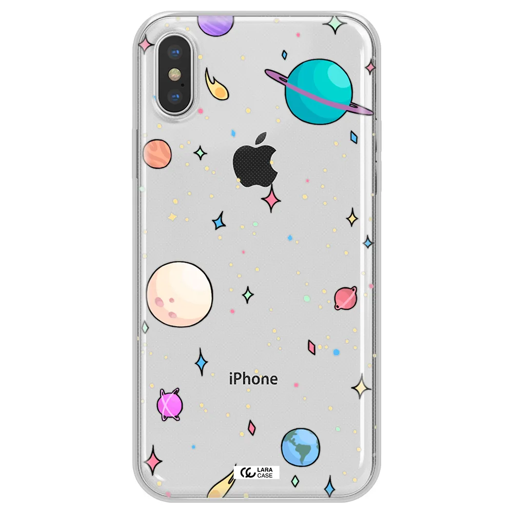 Solar System Print Apple iPhone X Clear TPU Case
