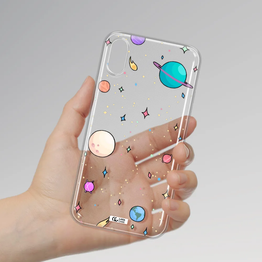Solar System Print Apple iPhone X Clear TPU Case