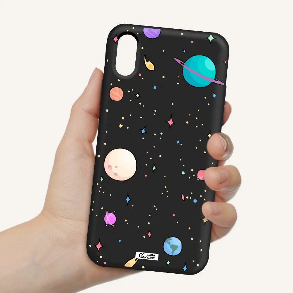 Solar System Print Apple iPhone X Silicone black Case