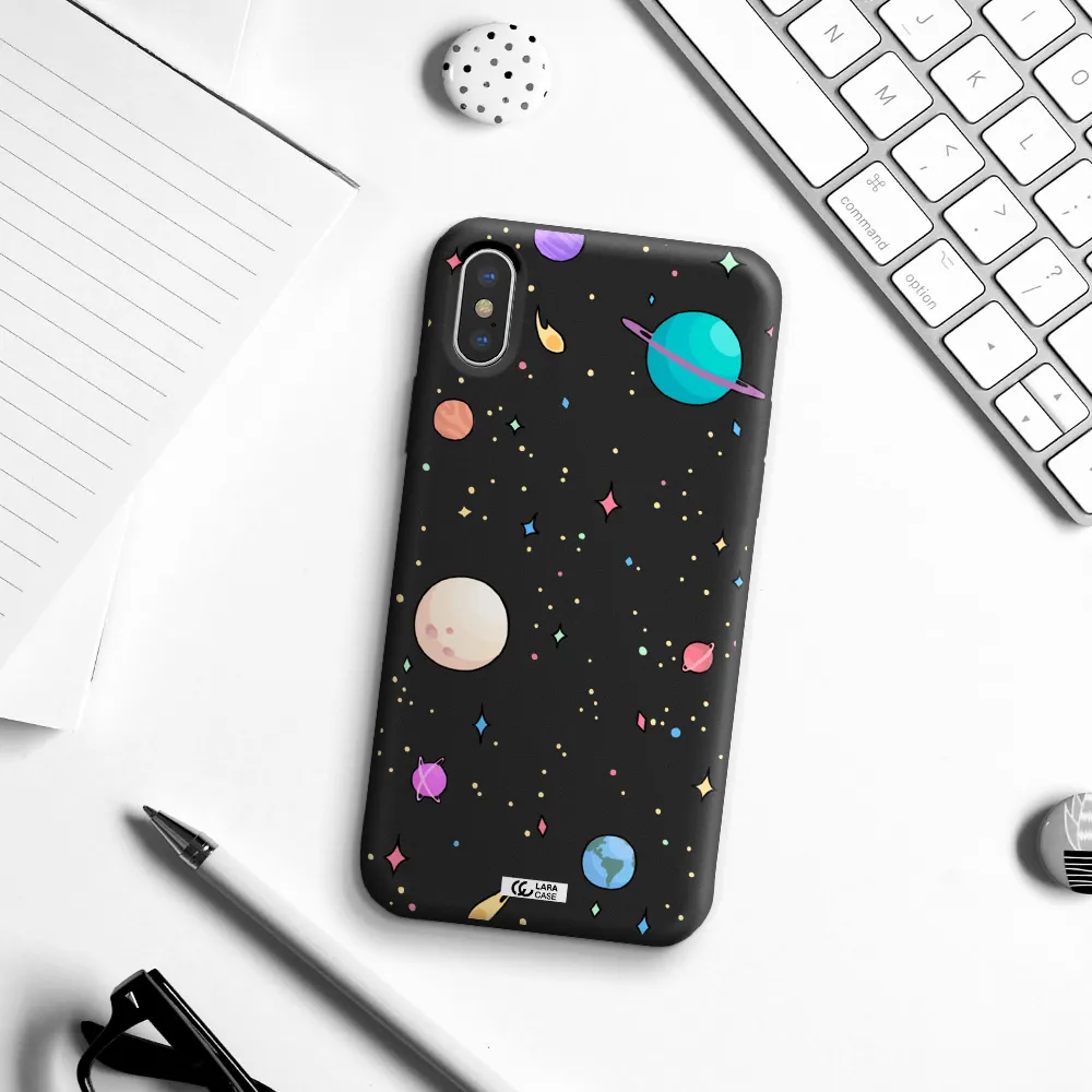 Solar System Print Apple iPhone X Silicone black Case