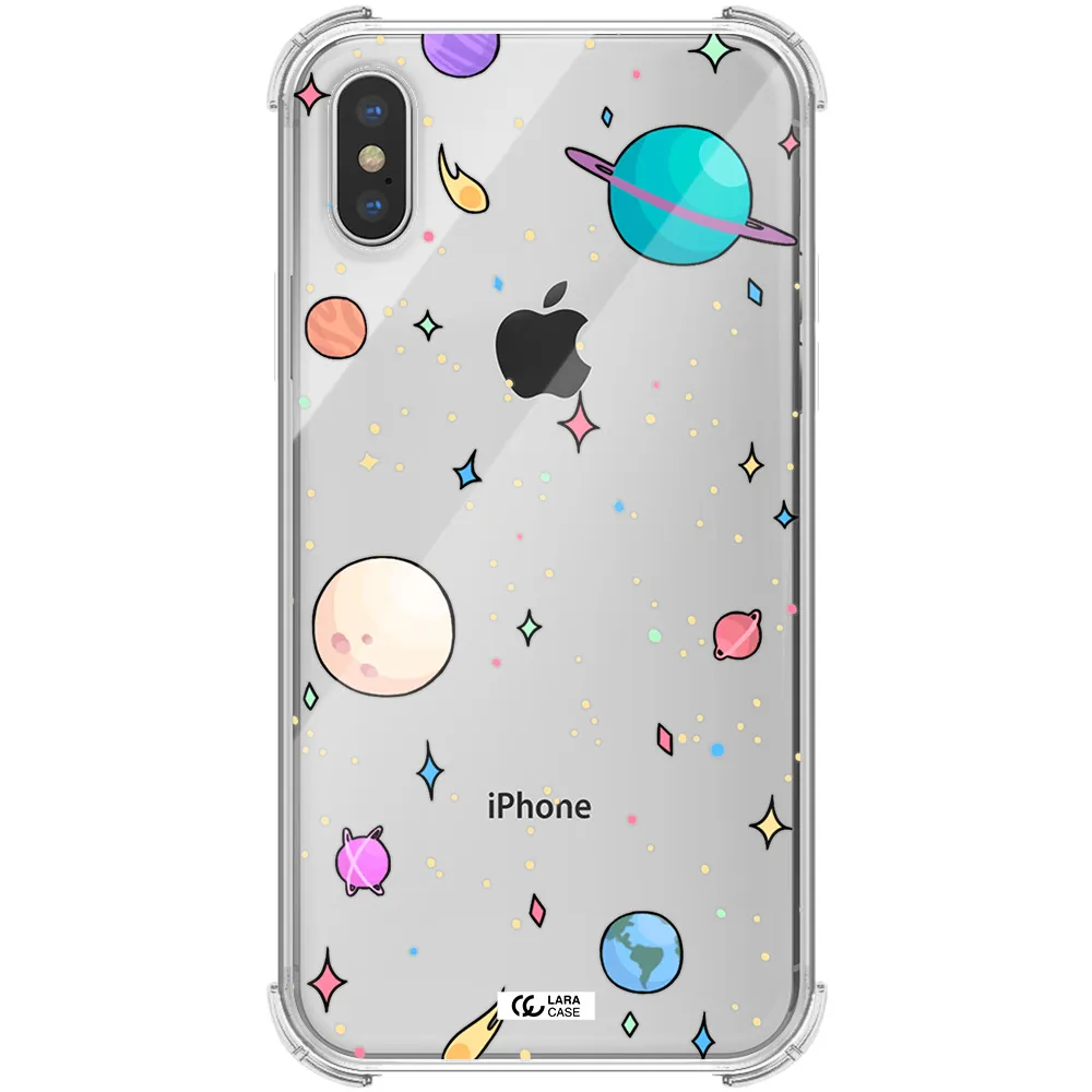 Solar System Print Apple iPhone XS Clear PC Case