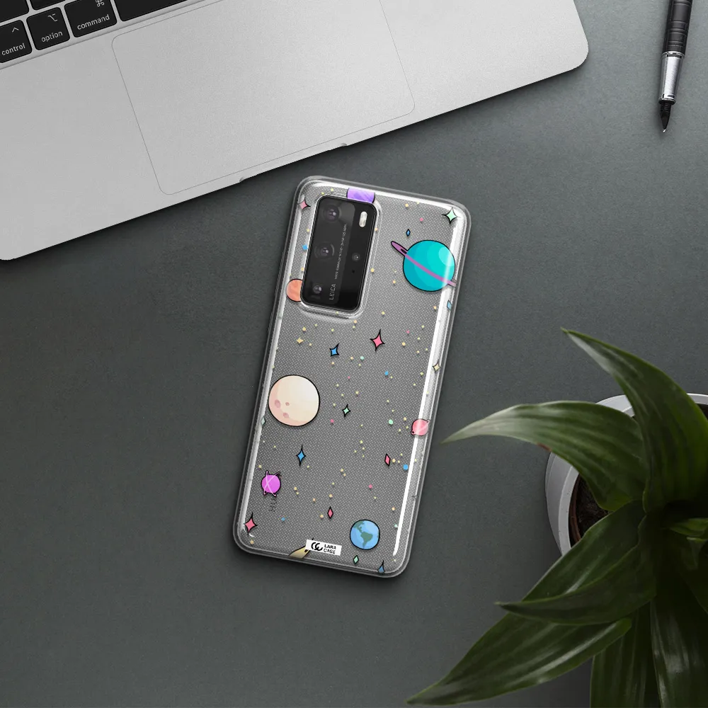 Solar System Print Huawei P40 Pro Clear TPU Case