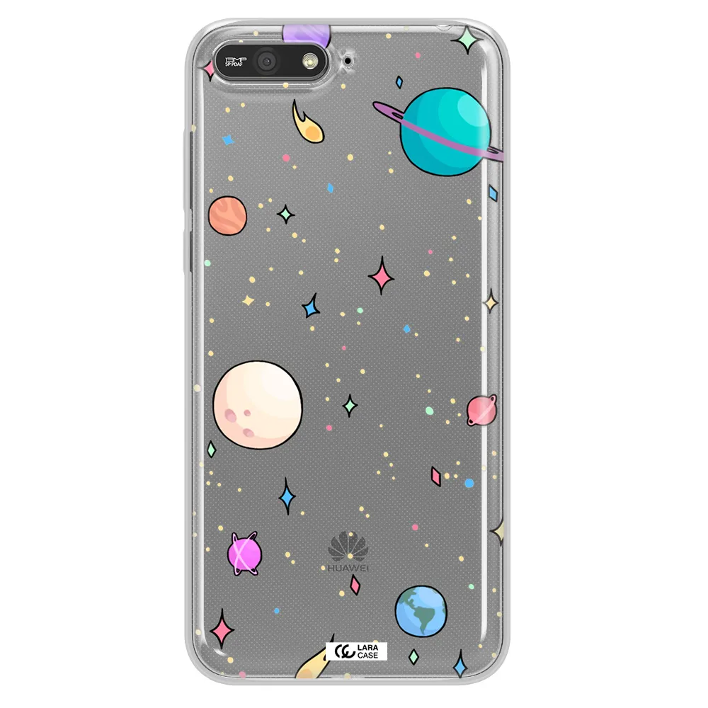 Solar System Print Huawei Y6 2018 Clear TPU Case