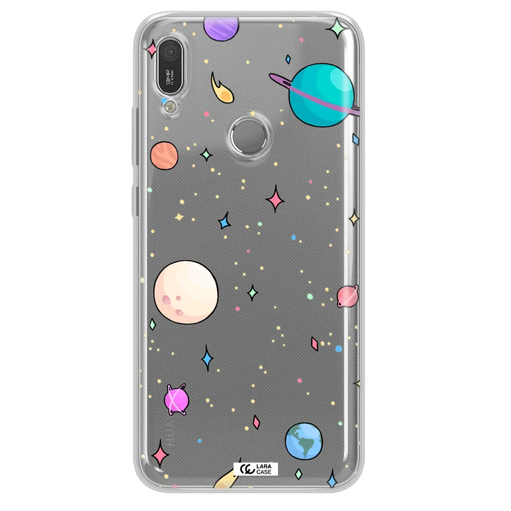 Solar System Print Huawei Y6 2019 Clear TPU Case