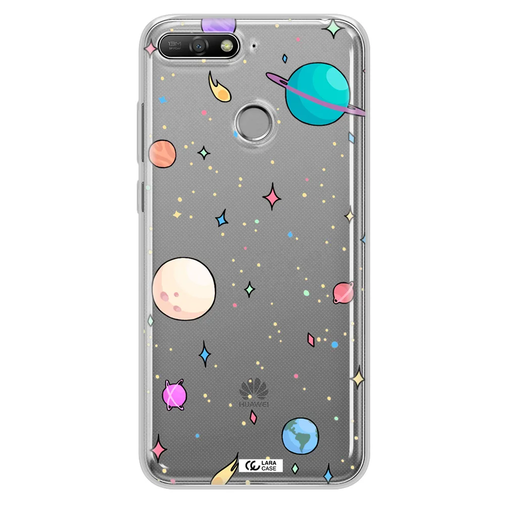 Solar System Print Huawei Y6 Prime 2018 Clear TPU Case