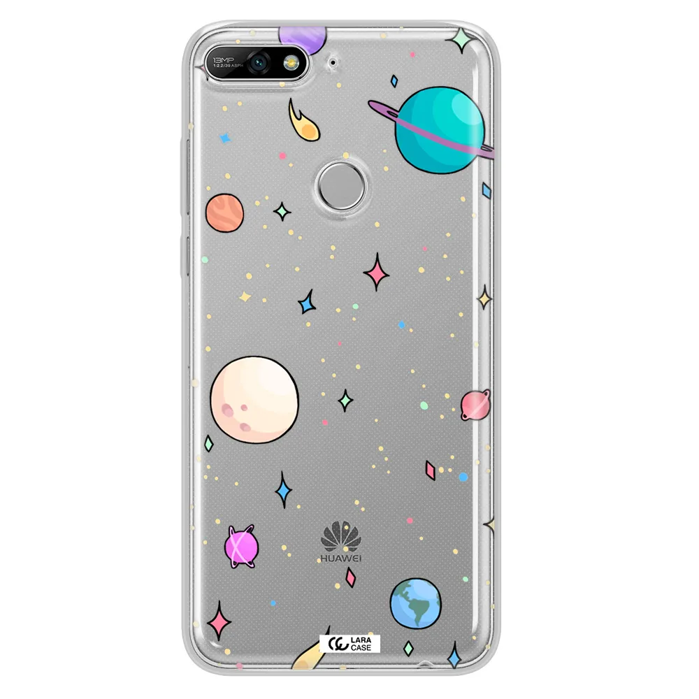 Solar System Print Huawei Y7 2018 Clear TPU Case