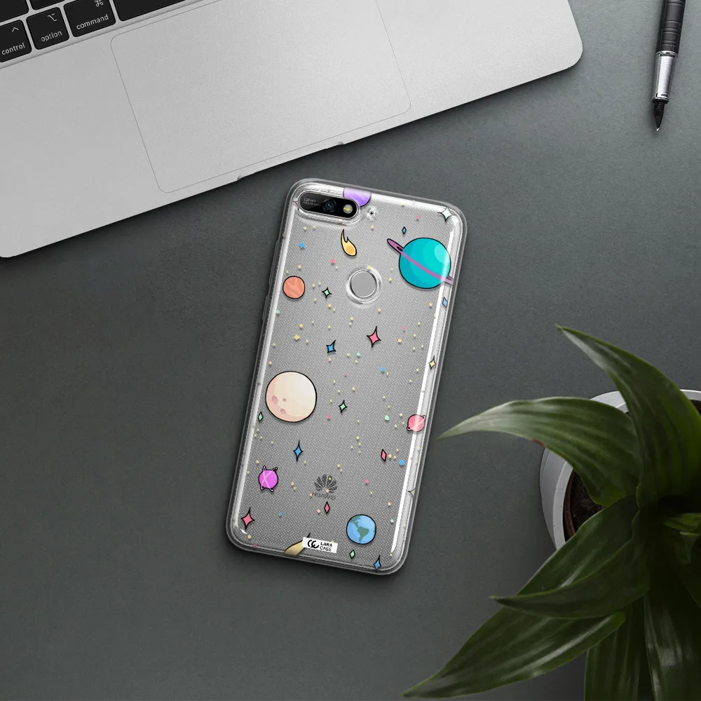 Solar System Print Huawei Y7 2018 Clear TPU Case