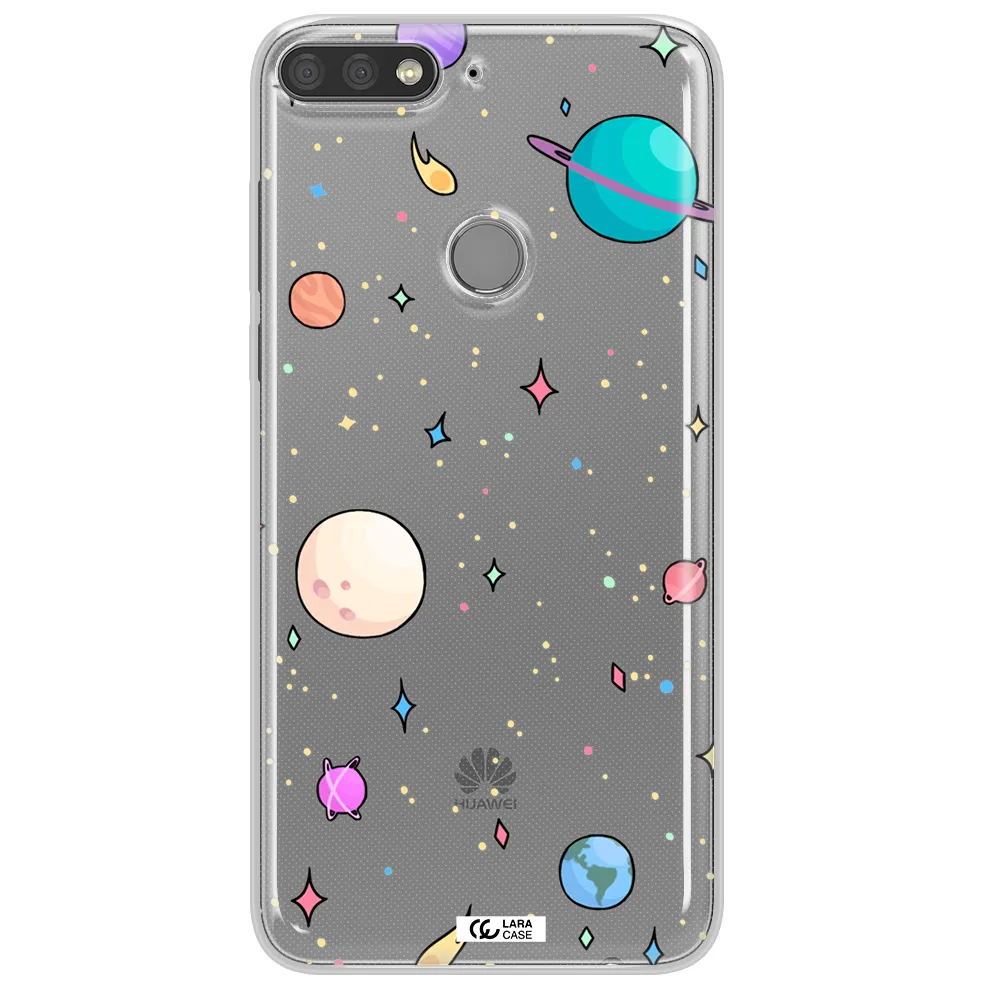 Solar System Print Huawei Y7 Prime 2018 Clear TPU Case