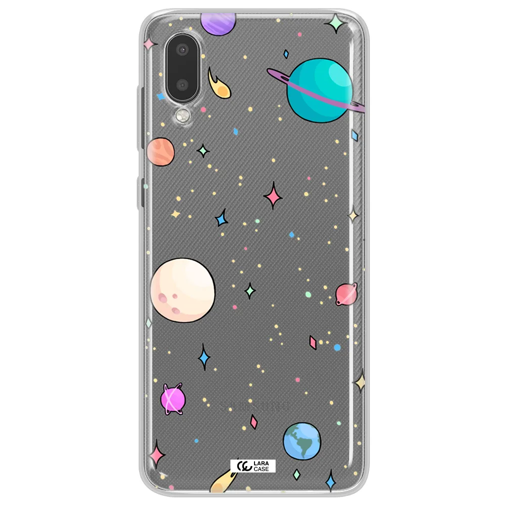 Solar System Print Samsung A02 Clear TPU Case