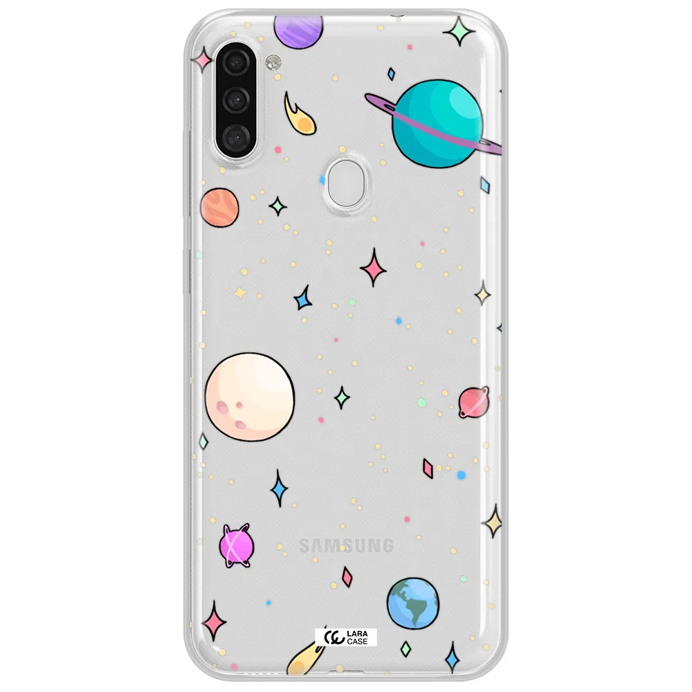Solar System Print Samsung A11 Clear TPU Case