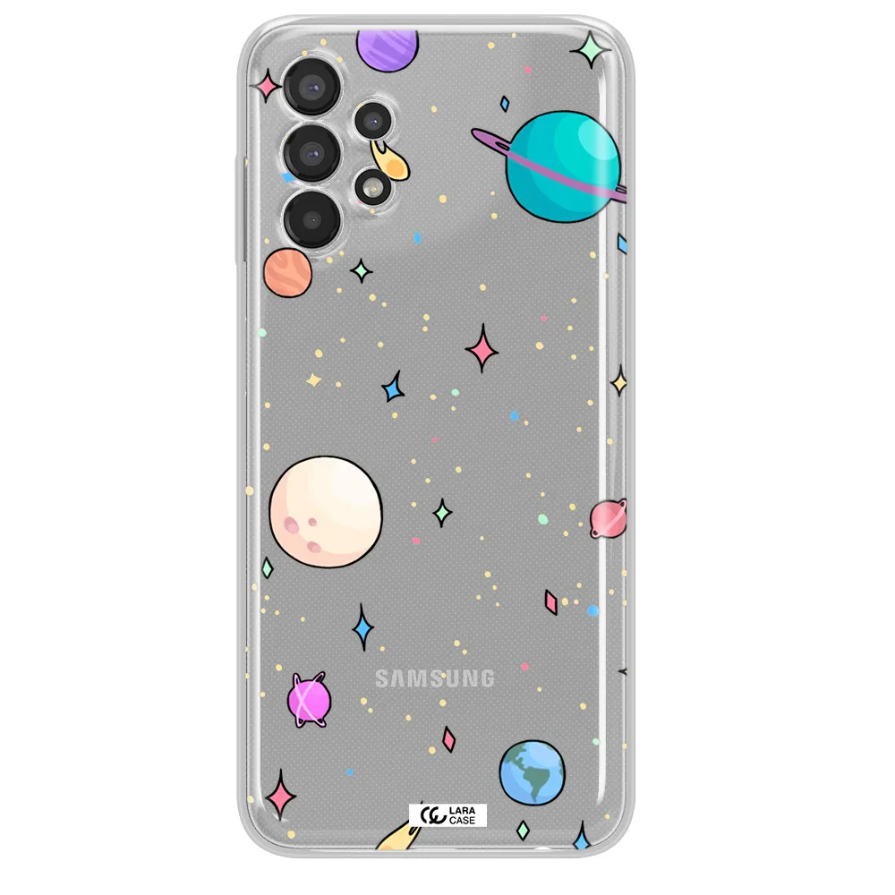 Solar System Print Samsung A13 Clear TPU Case