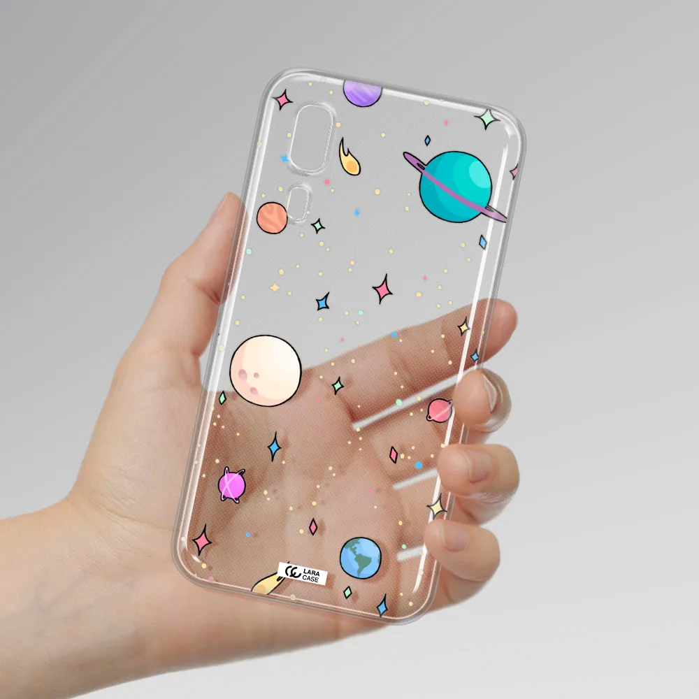 Solar System Print Samsung A2 Core Clear TPU Case