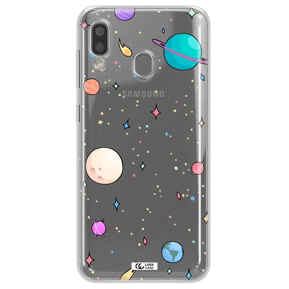 Solar System Print Samsung A20 Clear TPU Case