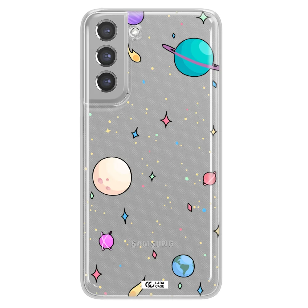 Solar System Print Samsung A21 Fe Clear TPU Case