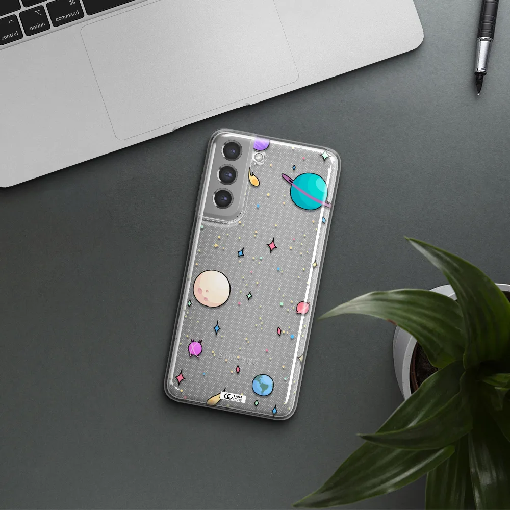 Solar System Print Samsung A21 Fe Clear TPU Case