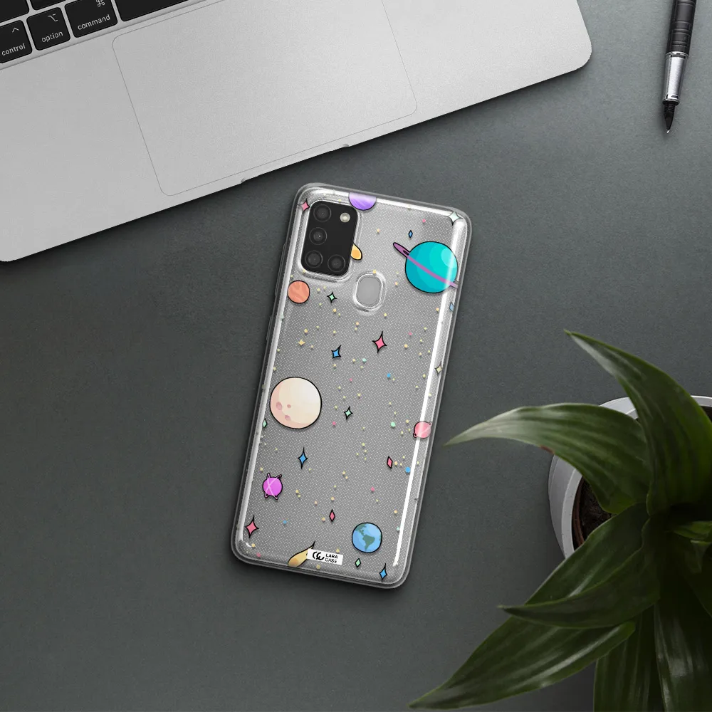 Solar System Print Samsung A21S Clear TPU Case