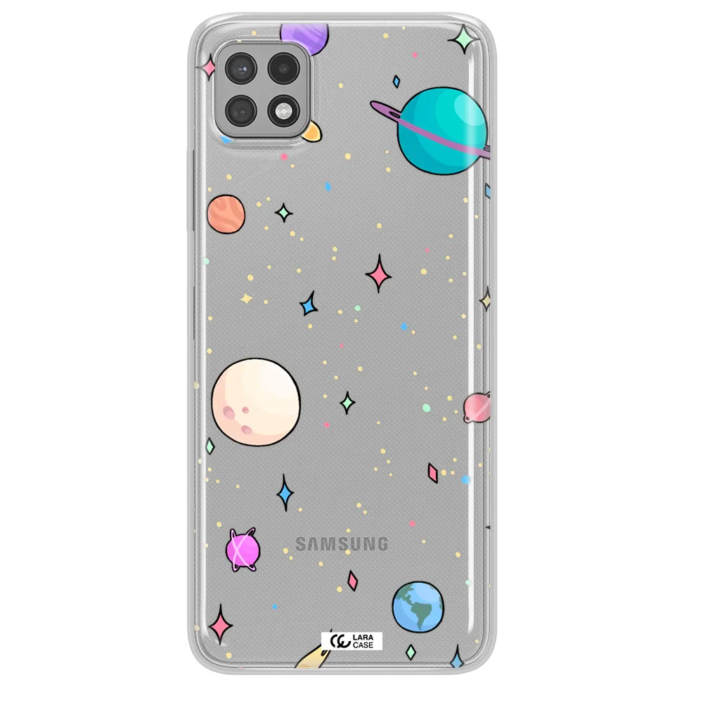 Solar System Print Samsung A22 5g Clear TPU Case