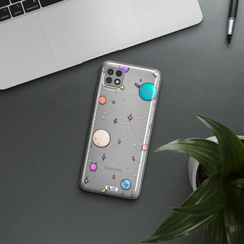 Solar System Print Samsung A22 5g Clear TPU Case