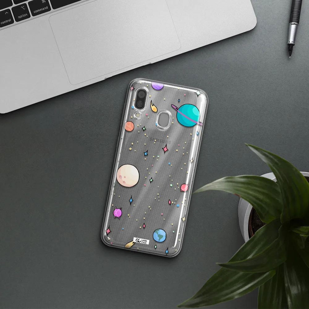 Solar System Print Samsung A30 Clear TPU Case