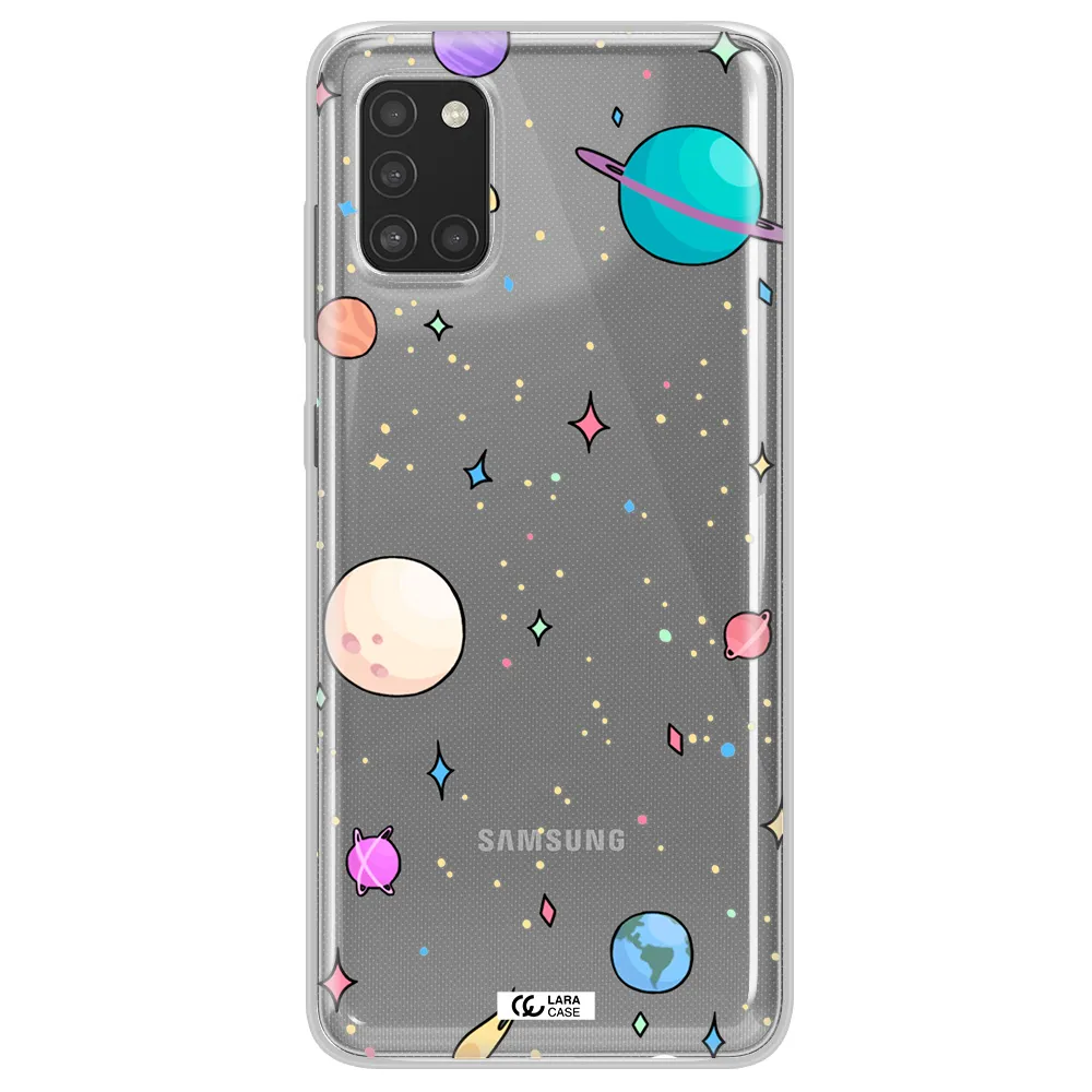 Solar System Print Samsung A31 Clear TPU Case