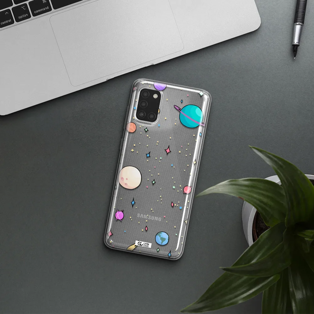 Solar System Print Samsung A31 Clear TPU Case