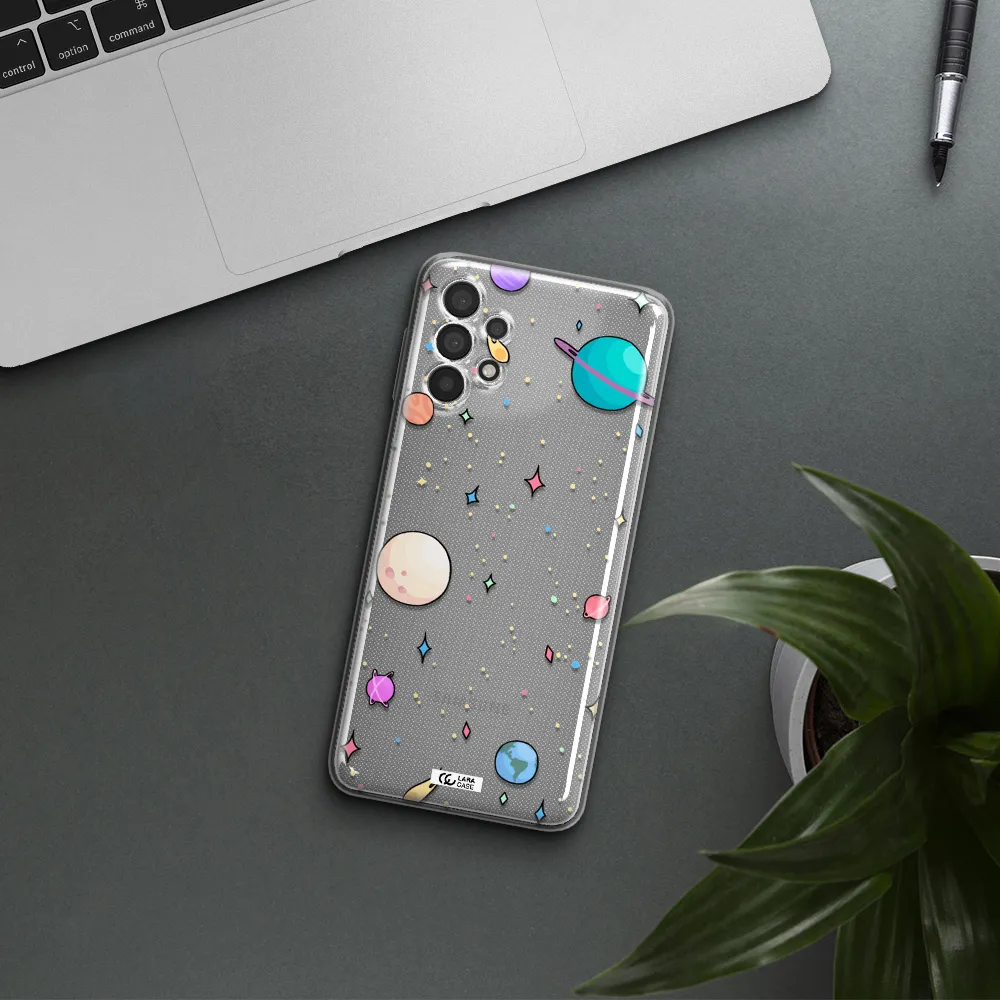 Solar System Print Samsung A32 Clear TPU Case