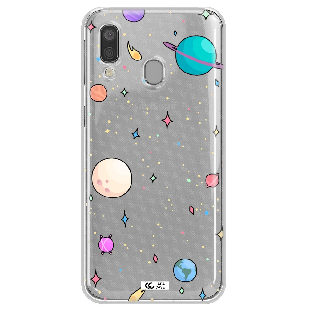 Solar System Print Samsung A40 Clear TPU Case