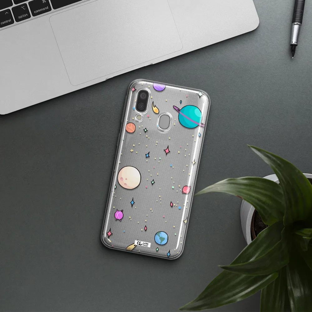 Solar System Print Samsung A40 Clear TPU Case