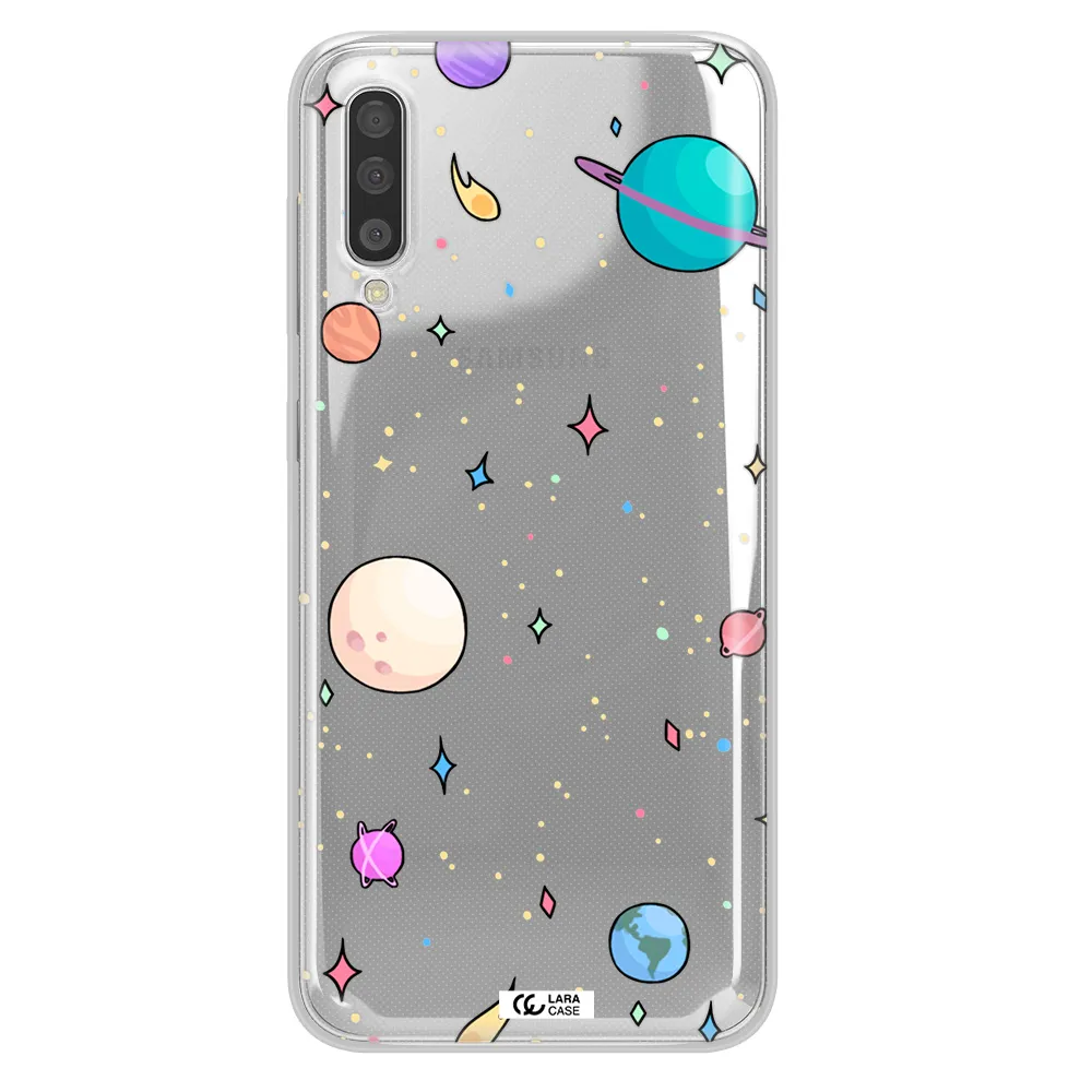 Solar System Print Samsung A50 Clear TPU Case