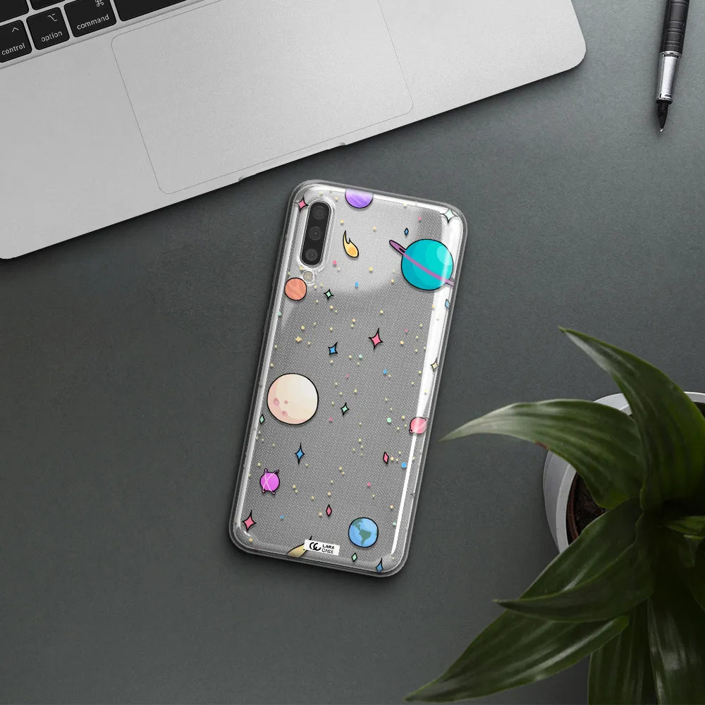 Solar System Print Samsung A50 Clear TPU Case