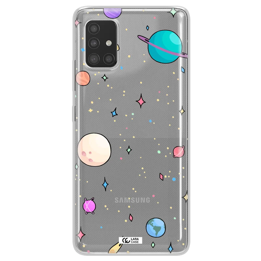 Solar System Print Samsung A51 Clear TPU Case