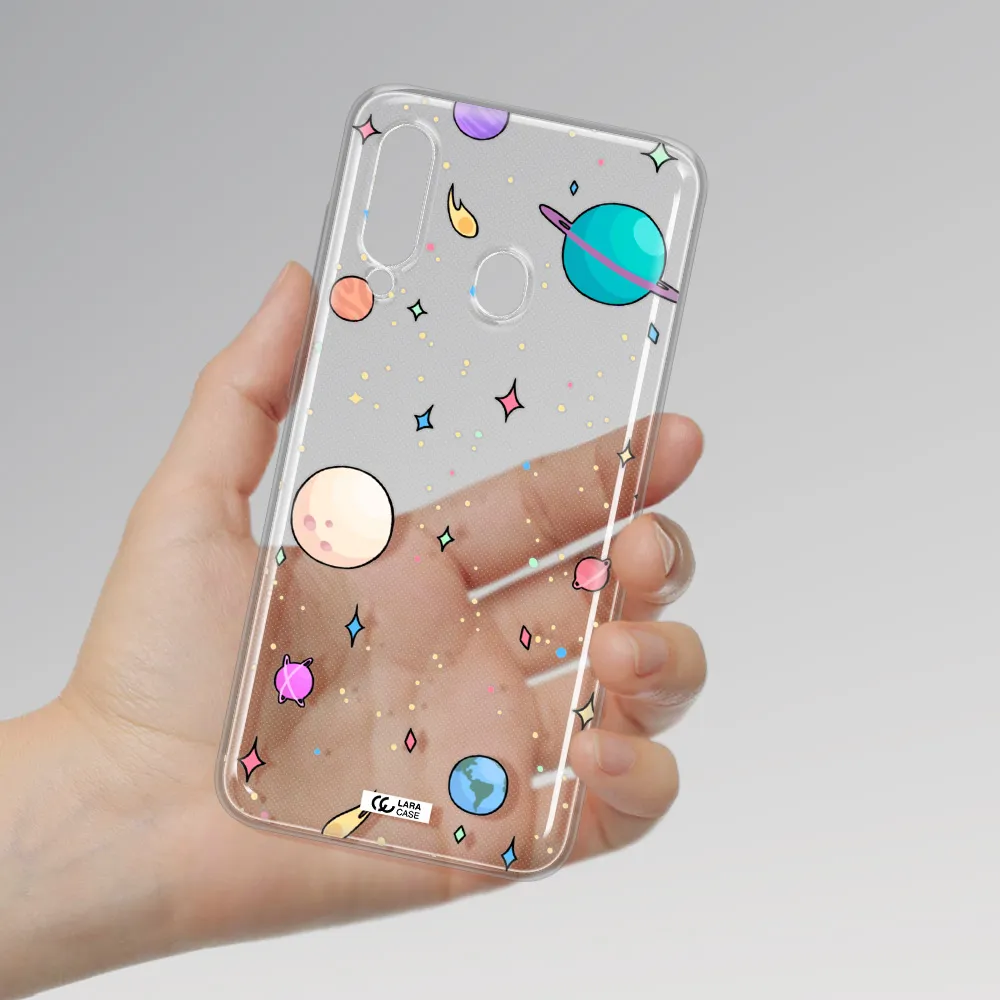 Solar System Print Samsung A60 Clear TPU Case