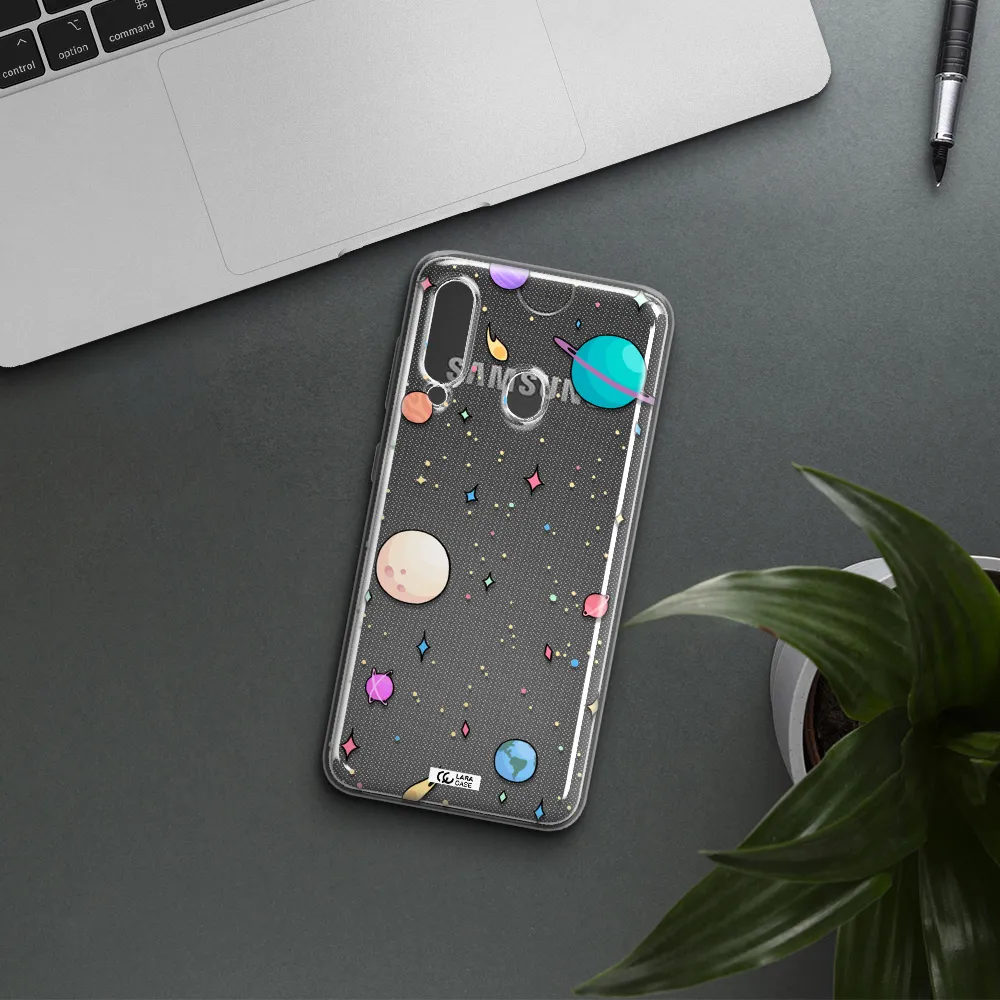 Solar System Print Samsung A60 Clear TPU Case