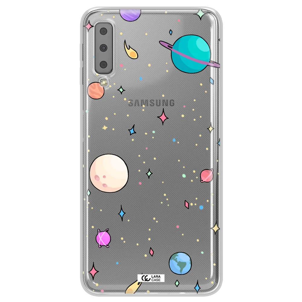 Solar System Print Samsung A7 2018 Clear TPU Case