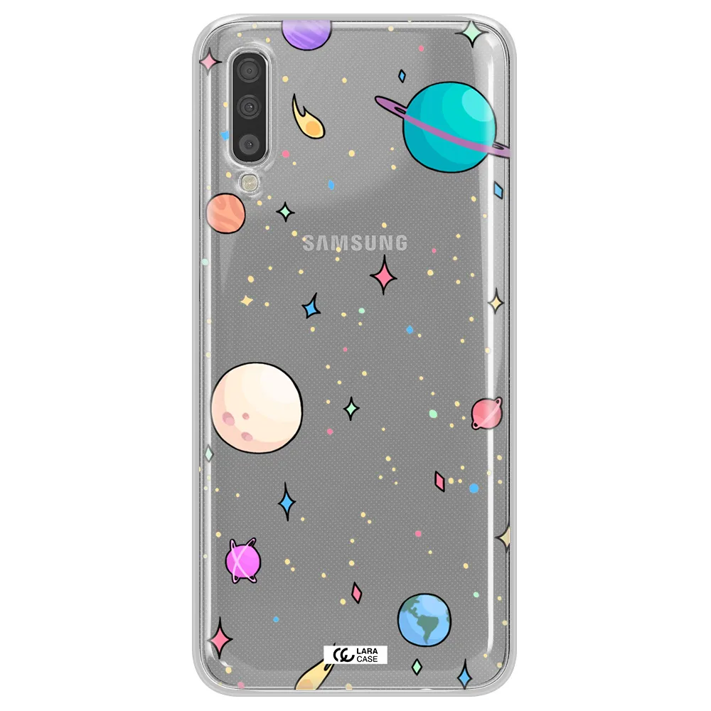 Solar System Print Samsung A70 Clear TPU Case
