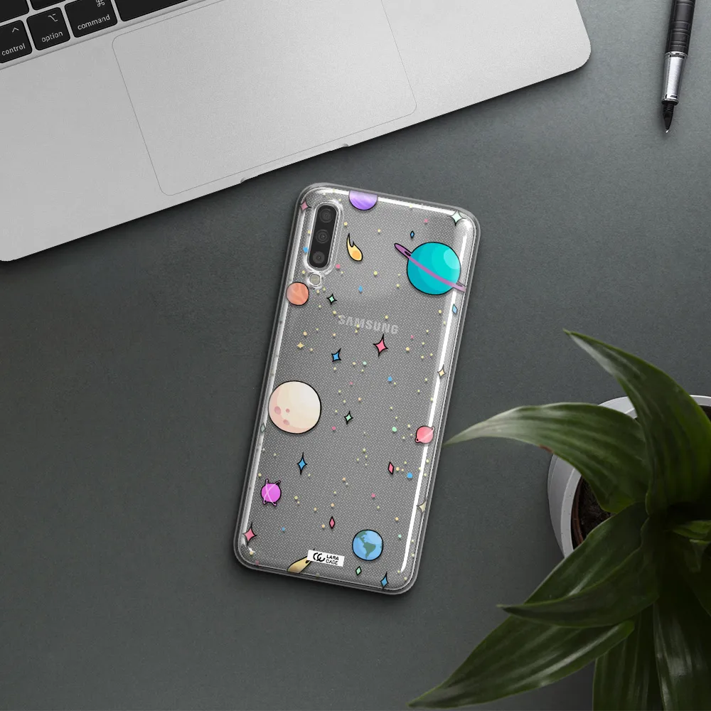Solar System Print Samsung A70S Clear Tpu Case