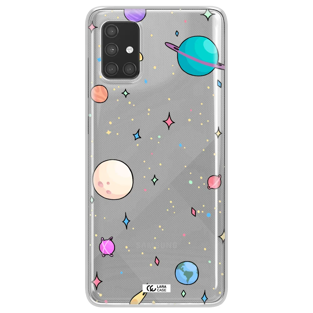 Solar System Print Samsung A71 Clear TPU Case