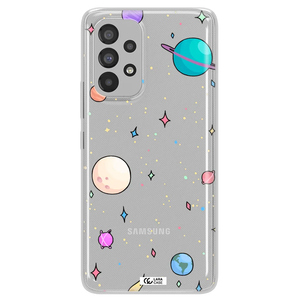 Solar System Print Samsung A73 Clear TPU Case