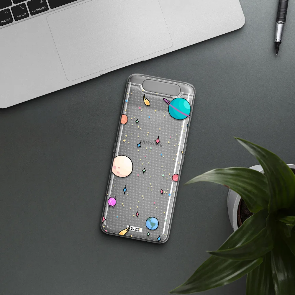 Solar System Print Samsung A80 Clear TPU Case