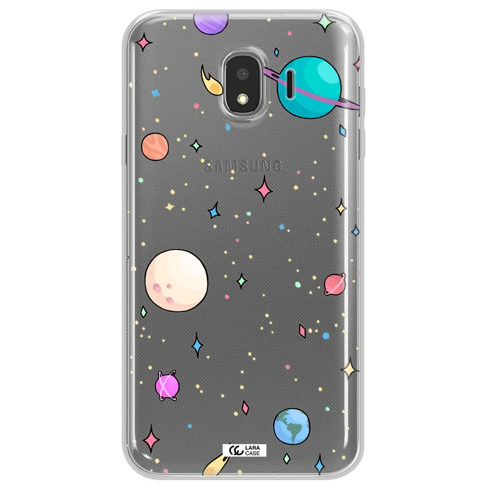Solar System Print Samsung J4 Clear TPU Case