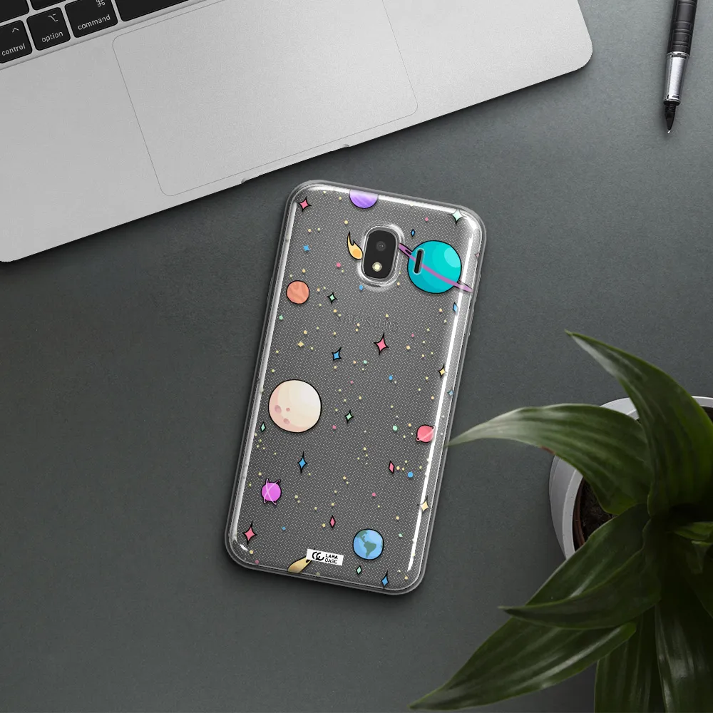 Solar System Print Samsung J4 Clear TPU Case