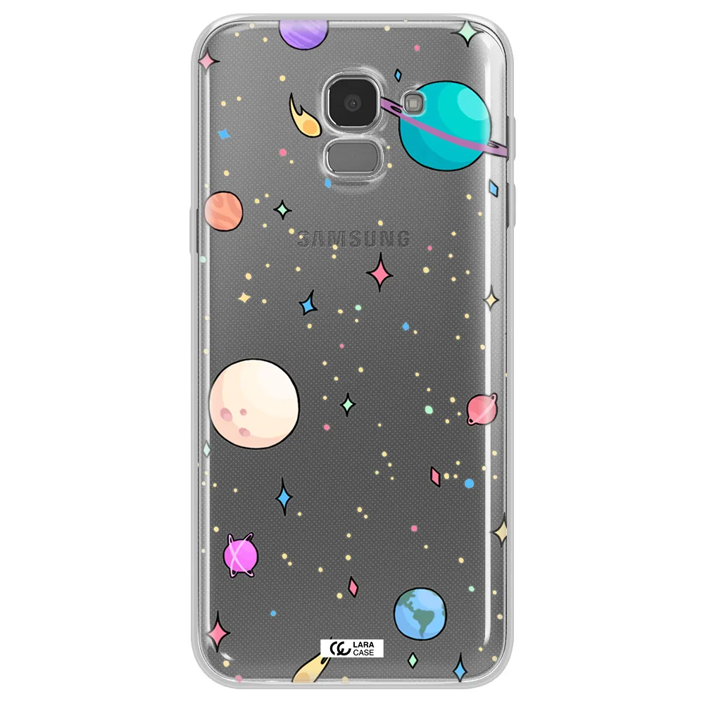 Solar System Print Samsung J6 Clear TPU Case