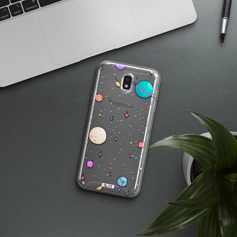 Solar System Print Samsung J7 Pro Clear TPU Case