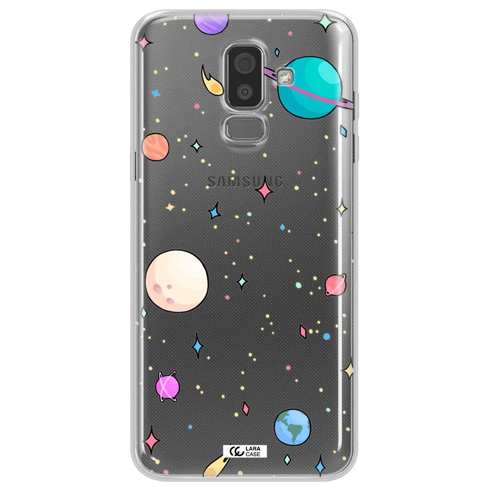 Solar System Print Samsung J8 Clear TPU Case
